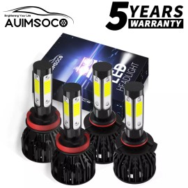 AUIMSOCO For Jeep Compass 2011 2012-2021 LED Car Lights High Low Beam White Bulbs Kit 4x