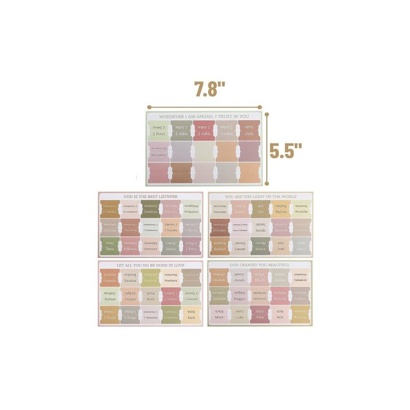 Bible Index Tabs, 5-Piece Set with Positioning Guide, Waterproof Book