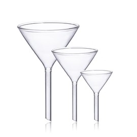 3Pcs Glass Funnel Set Filling Funnels Small Bottle Funnel Short Stem Glass Funnel Mini Funnel for Essential Oil, Spices, Liquid, 60mm 75mm 90mm