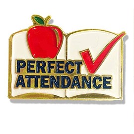 SHOP AWARDS AND GIFTS Perfect Attendance Enamel Lapel Pins for Students Appreciation Reward School Teacher, Bulk Pack of 12, Poly Bagged, 1 x 3/4 Inch