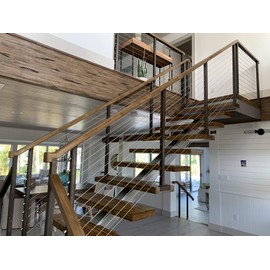 VistaView CableTec - 1/8 Inch Stainless Steel Hidden Cable Railing Kit for 2 Inch Metal Posts - 5 Foot with White Plastic Caps