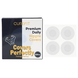CUREFIT Premium Men's Nipple Covers, 52pcs [Made in Korea] Transparent, Nipguards for Runners, Invisible Design, Central Non-Adhesive, Hydrocolloid, Medical-grade, Anti-Chafing, Hypoallergenic