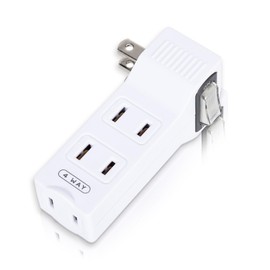 SYCON 4 Outlet Wall Adapter with A Power Switch and Night Light, 2-Prong Extender Adapter Plug with 4 Electrical Outlets for Travel Home Hotel Office-White 1 Pack