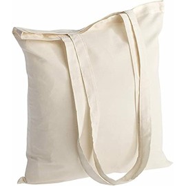 Hyper Mart Pack of 1/3/5/10/25/50/100 Cotton 5oz(150gsm) Eco friendly Plain Natural Reusable Shopping Tote Bags Eco Friendly Long Handle (5, Naural)