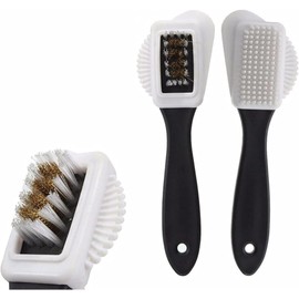 PARENCE. - Suede Shoe Cleaning Brush with Handle - 4 Sides Multifunctional: Copper Wire, TPR, Dimples, Bristles - Suede Care Brush, Nubuck, Suede - Shoe Accessories 15x4cm