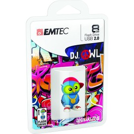 Emtec Animalitos 2.0 USB Flash Drive, 8GB, DJ Owl, ECMMD8GM341