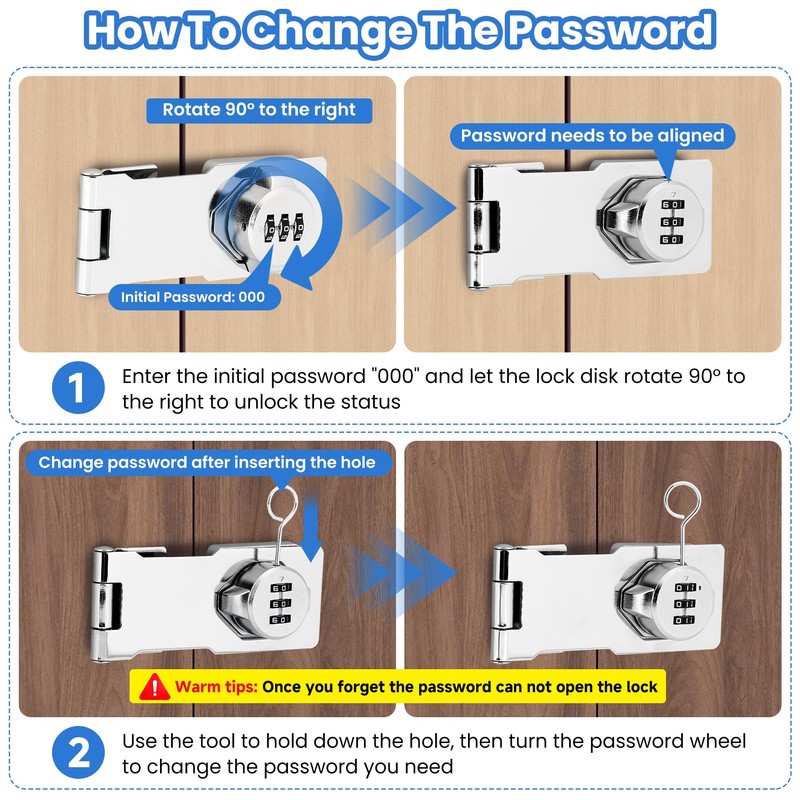 TOKCKYBL Keyless Cabinet Lock with Combination Code - 3-Digit Password