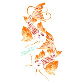 Stencils for Walls: Koi Fish Stencil, 6.5 x 12 inch - Asian Oriental Carp Fish Animal Pond