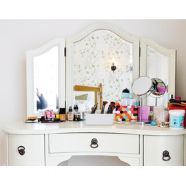 Vencer VMO-031 Makeup Brush Organiser, 3 Compartments, Cosmetic Organiser Made of Acrylic, Beige