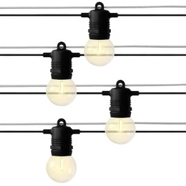 Holiday Bright Lights Belle Luci G40 String Lights 15-Bulb Set, 15FT Bistro LED Bulbs Warm White with 12-Inch Spacing for Outdoor Patio