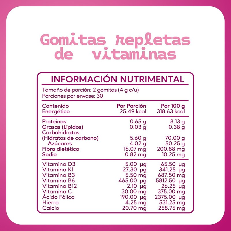 Súluu Multivit FEM: Multivitamínico para Mujeres, 60 Gomitas Sabor Fresa-Mango