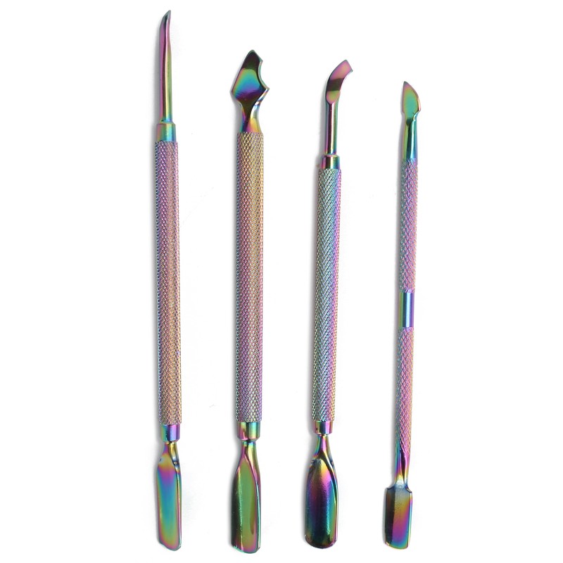 4pcs Stainless Steel Nail Cuticle Pusher Cuticle Trimmer Remover Set