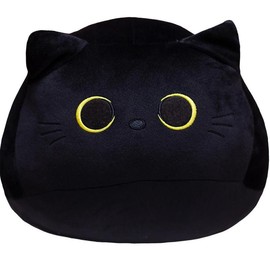 Black Cat Design Plush Toy, 1 Count Soft Cat Stuffed Animal, Cat Plush Pillow, Birthday Gift:_Black_23cm/9.05in
