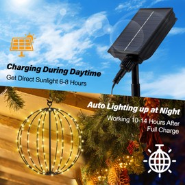JIMACRO Solar Fairy Lights Outdoor, 30 cm Large Garden Hanging Metal Hanging Solar Lights 120 LEDs Solar Fairy Lights Outdoor Waterproof Solar Lanterns Christmas Decoration Fairy Lights