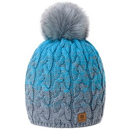 MFAZ Morefaz Ltd Unisex Winter Beanie Knitted Hat Warm Fleece with Bobble Fashionable Ski -