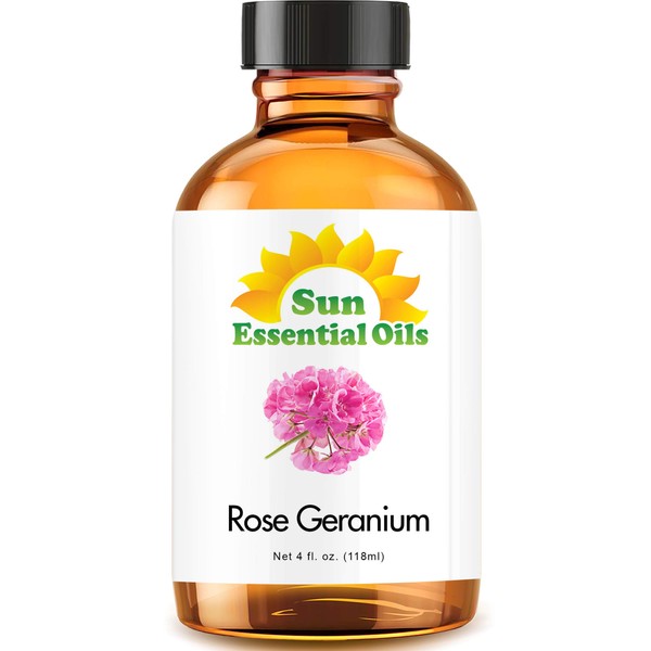 Sun Essential Oils 4oz - Rose Geranium Essential Oil - 4 Fluid Ounces
