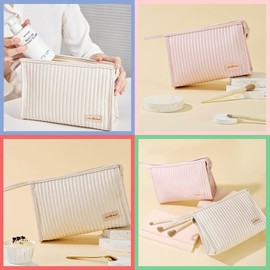 Duleylv Makeup Bags for Women Portable Travel Makeup Bag Cute Make Up Bag Large Open Toiletry Bag Waterproof Cosmetic Bags Small Makeup Bag for Purse Travel Essentials Cosmetic Pouch with Zipper Pink