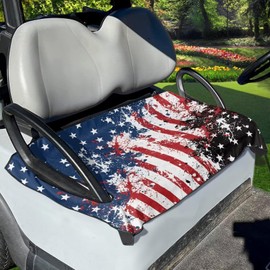 Yewattles Retro American Flag Lucky Golf Cart Seat Cover Golf Cart Accessories Seat Towel Blanket Easy to Clean Install Machine Washable Suitable for All Seasons Decor