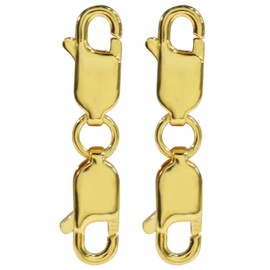 Moicstiy 2Pcs 925 Sterling Silver Double Lobster Clasp, Gold Jewelry Extender Clasps for Necklace, Bracelets (Gold)