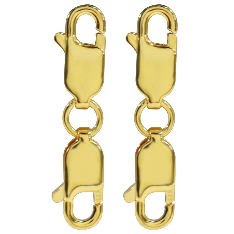 Moicstiy 2Pcs 925 Sterling Silver Double Lobster Clasp, Gold Jewelry