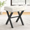 LUE BONA White Vanity Stool - Square Faux Leather Makeup