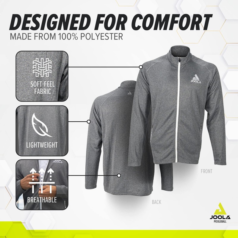 JOOLA Men's Standard Ben Johns Victory Full Zip Jacket, Grey,