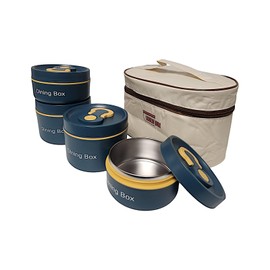 Divas World Insulated Stainless Steel Thermal Bento Lunch Box Set with Upgraded Bag 4 Leakproof Diningbox & Insulated Carry Bag