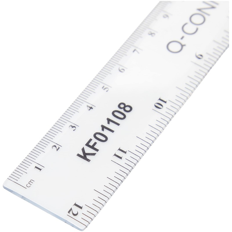 Q-Connect Ruler Shatterproof 300mm Clear (Inches on one side and