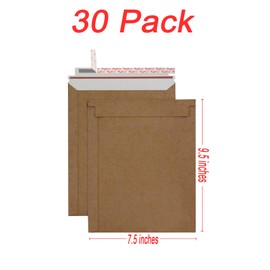 Bonfasvo Rigid Mailers 30 Pack 7.5 x 9.5 inches Brown Self Seal Stay Flat Bulk Cardboard Kraft No Bend Mailers Peel and Seal for Document Photos Pictures Papers Files CD