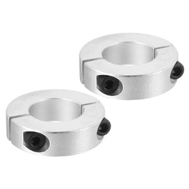 PATIKIL Bore 30mm Double Split Shaft Collar 50mm OD 15mm Thickness, 2 Pack Aluminum Alloy Locking Collar Clamp Style with Set Screw for Machine Tools Industry, Silver