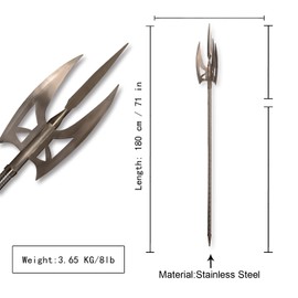 ZKBWFLA Carbon Steel Finnick Trident Real Metal Cosplay Prop About 71 inches