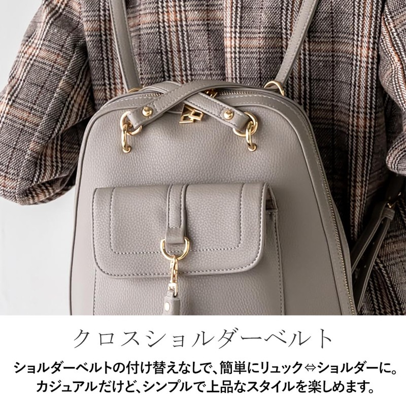 Gratante abb-g0026 Women's Cross-Shoulder 2-Way Mini Backpack, Black