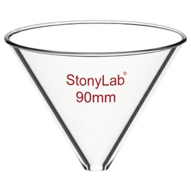 stonylab Glass Funnel, Thickened Borosilicate Glass Stemless Funnel with 90 mm Inner Diameter for Lab Use