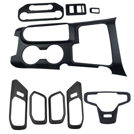 JLBMMLY 9 pcs Compatible with 2025 Ford Bronco Accessories 2021-2024 Interior Trim Accessories,Gear Shift Box Panel,Window Lift Switch Panel,Air Conditioning Switch Panel (Matt Carbon Fiber)