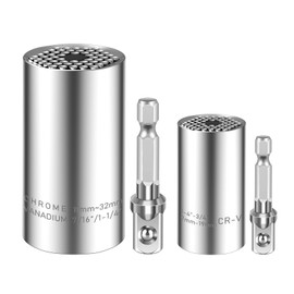 Spurtar Universal Socket Set(11-32mm 7-19mm) for Unscrew Any Bolt Multi-Function Universal Socket Tool with 3/8" 1/2" Power Drill Adapters Christmas Gift for Dad, Husband, Man, Father Stocking Stuffer