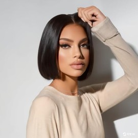 Bob Wig Human Hair 12 Inch Glueless Wigs Human Hair Pre Plucked Pre Cut 4X6 HD Lace Front Wigs for Women 150% Density Short Straight Wig Ready to Wear Natural Color