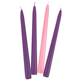 Christmas Advent Taper Candle Unscented, Seasonal Church Celebration (3 Purple, 1 Pink) 10" x 7/8"