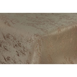 First-Tex Tablecloth Damask Jacquard Brilliant Mottled 130 x 260 Square in Sand/Light Brown with Straight Edge