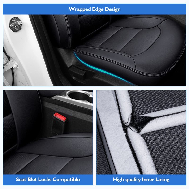 A-Premium Medium Slate Gray Leather Car Seat Cover Protector for