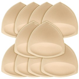 FANMAOUS 5 pairs Women's Triangle Bra Pads Inserts Removable Push Up Sports Bra Cups Replacements For Bikini Top Swimsuit (5 pairs beige C/D)