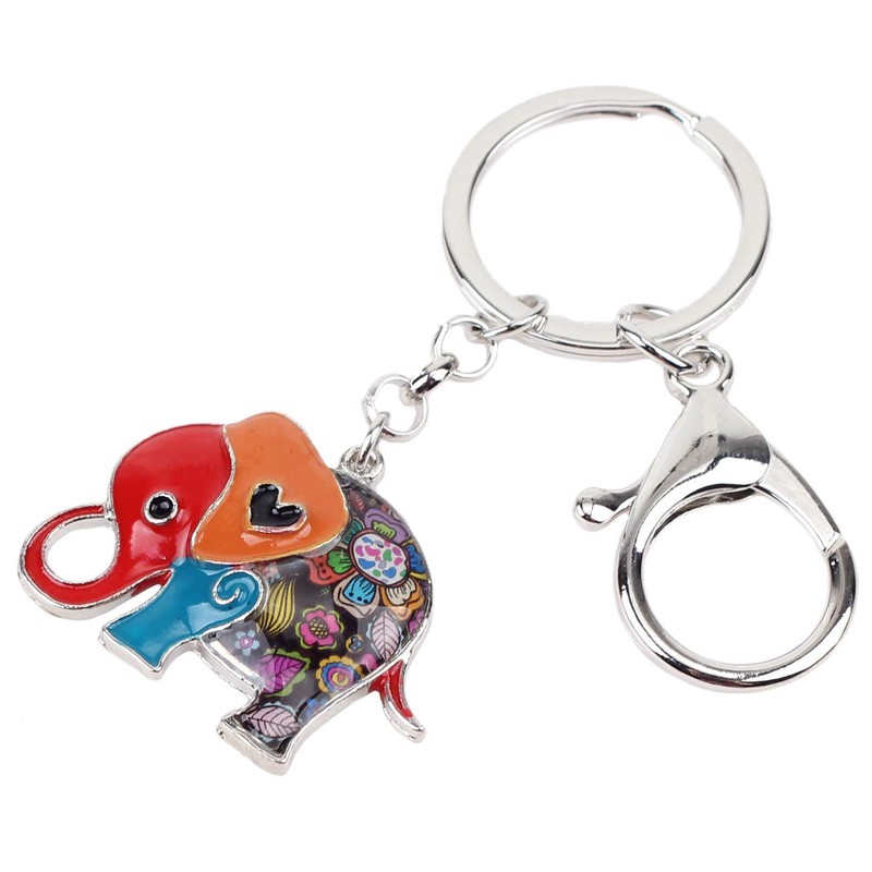 NEWEI Enamel Elephant Key Ring Charms Accessories Key Rings Elephant