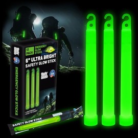 PartySticks Green Glow Sticks Emergency Chem Lights (6", 12 Pack) Military Grade 12 Hour Bulk Tactical Light Sticks for Survival Gear, Camping, Power Outages…
