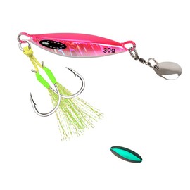 Jig Lure 20g 30g 40g 60g 3D Fast Sinking Luminous Jigging Lure Blue Hibiscus Root Fish Hydrangea Jigging with Hook and Spoon 1pcs/pack (B, 60, g)