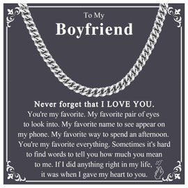 KORAS Boyfriend Gifts, Mens Cuban Chain Necklace Gifts for Boyfriend from Girlfriend, Boyfriend Jewellery Presents for Birthday Christmas Valentines Day