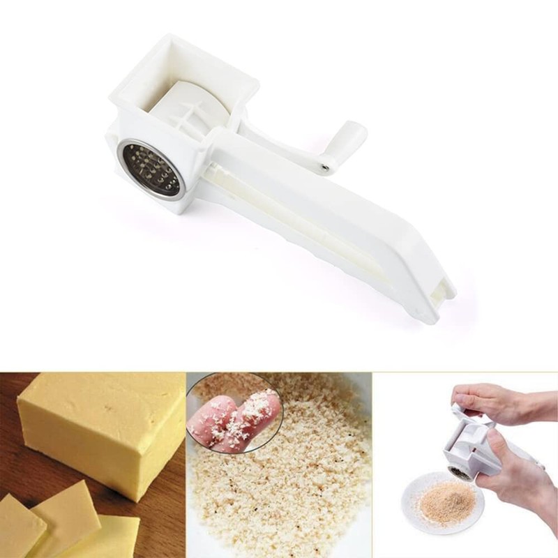 Rotary Cheese Grater with Stainless Steel Drums, Vegetable Cheese Slicer