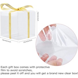 Coobbar Clear Candy Gift Box,12 Pack Clear PVC Plastic Boxes Gift Boxes for Party Favors, Wedding, Birthday Presents, Candy, Cupcakes, Jewelry,Christmas Gift Packing (6 x 6 x 6 Inches)