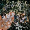 300 Pcs Blue Christmas Snowflake Ornaments Plastic Glitter Snow Flakes
