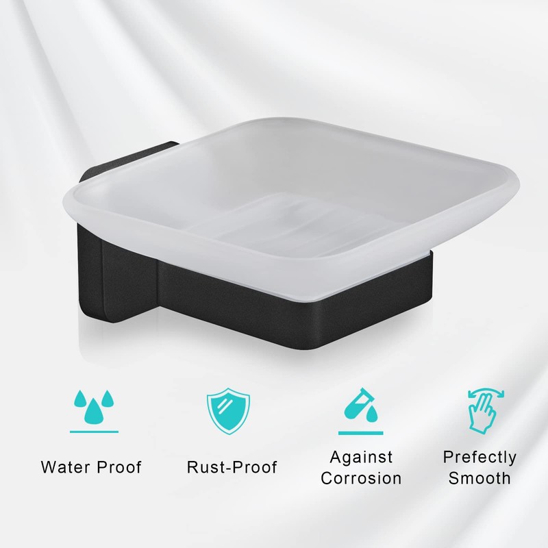JASSFERRY Soap Dish Holder for Shower Black Wall Mounted Square