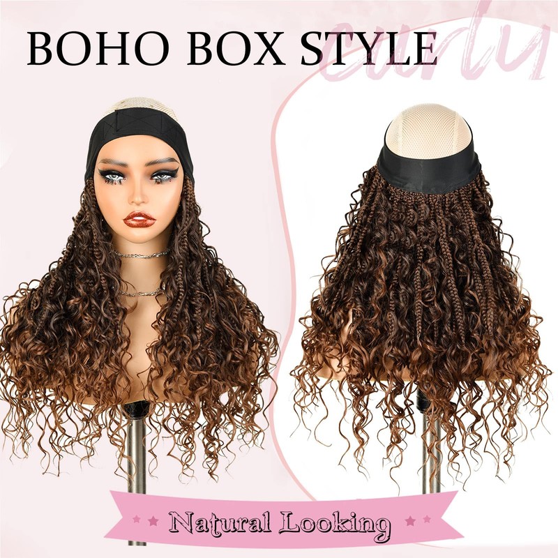 Headband Soft Box Braids, Add Loose curls in the Middle