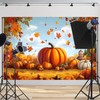 AOHMPT Thanksgiving Backdrop Fall Harvest Turkeys Hay Bales Pumpkins Maple